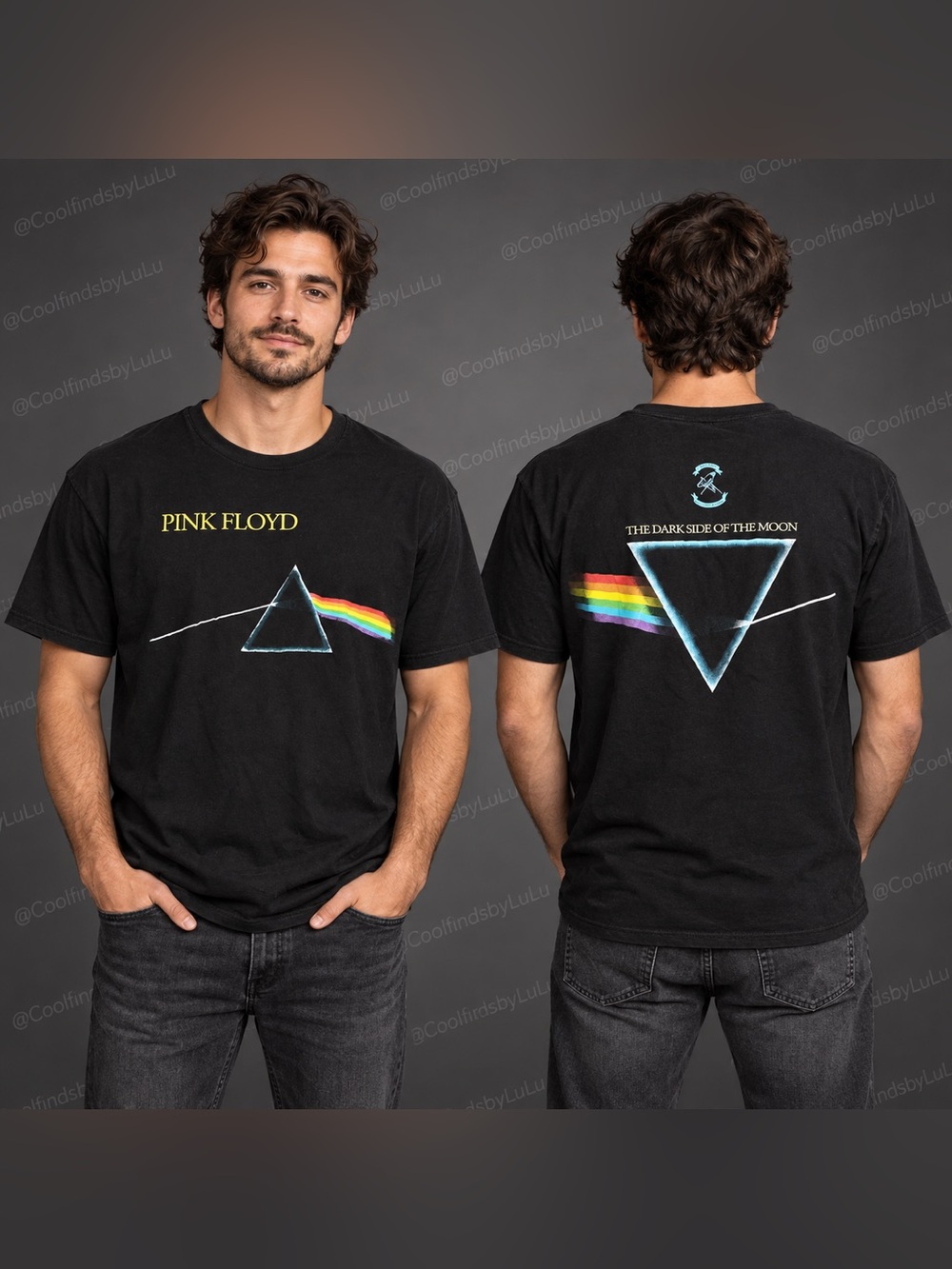 Pink Floyd Black 'Dark Side of the Moon' Graphic Tee - Men's Shirt XL